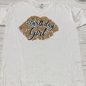 Gildan White and Gold 'Birthday Girl'